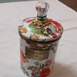 MacKenzie-Childs Multicolor Floral Ceramic Jar with Crystal Knob